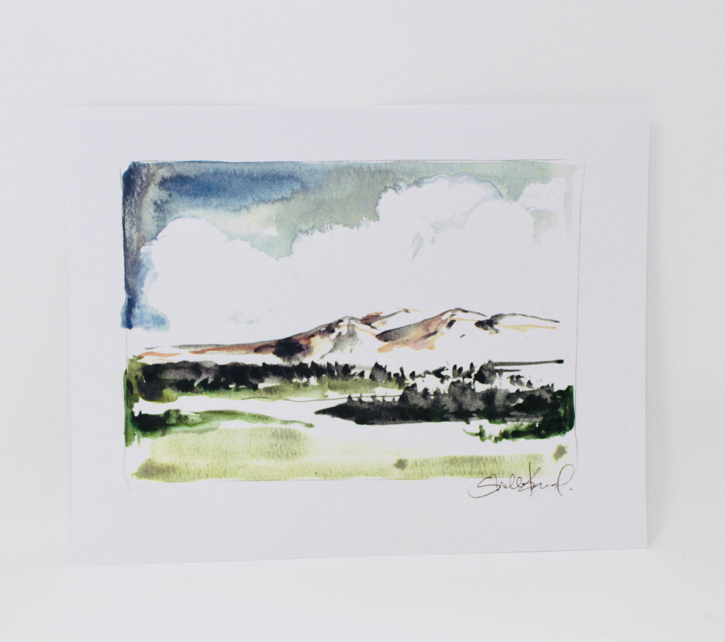 Mountain Landscape 11x14 Print- Simple Impressionistic Watercolor Print, Home Decor, Wall Art