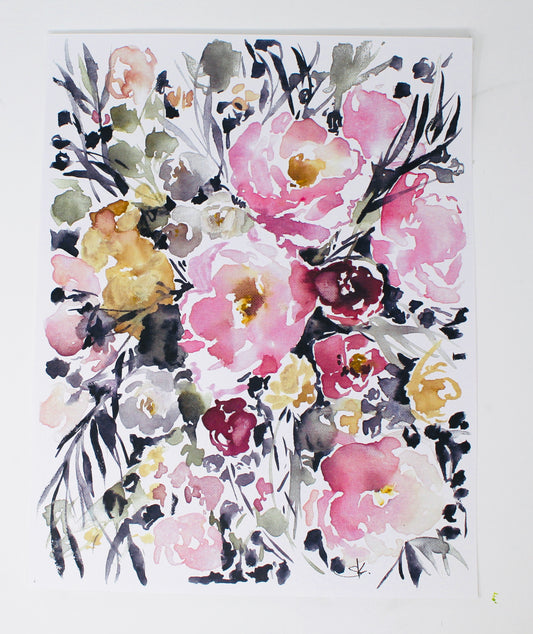 Posy Collection- Fresh Spring Floral- Simple and Modern Home Decor, Wall Art, Watercolor Print
