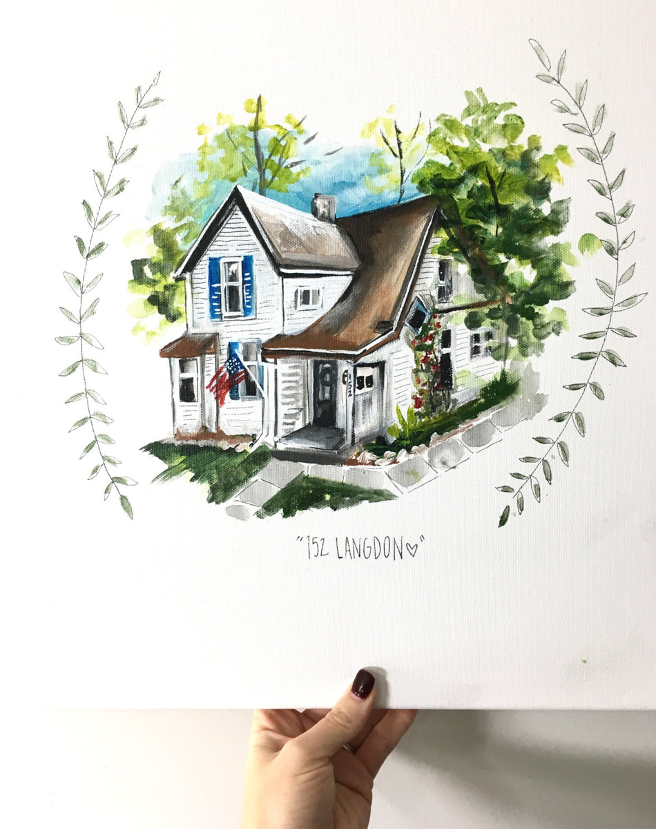 Custom Home Paintings 11x14 Canvas, Wall Art, Home Keepsake, Simple De