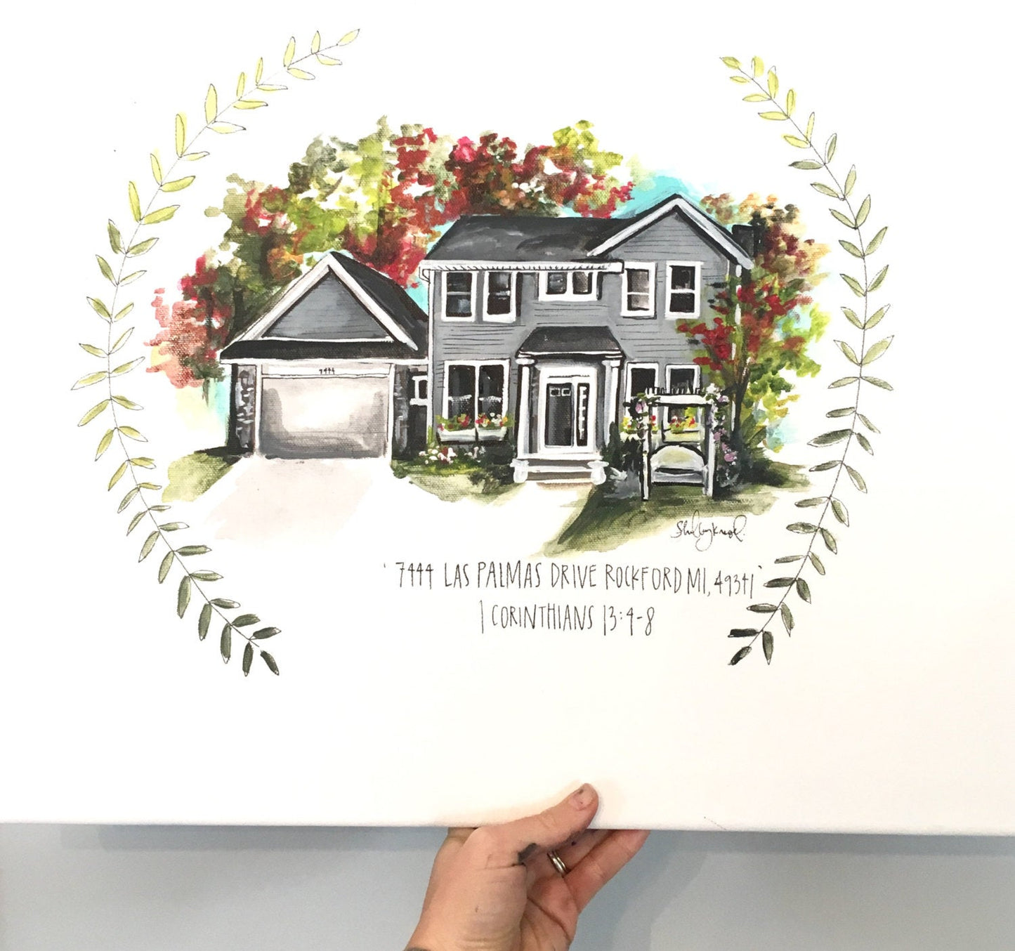 Custom Home Paintings 11x14 Canvas, Wall Art, Home Keepsake, Simple Design
