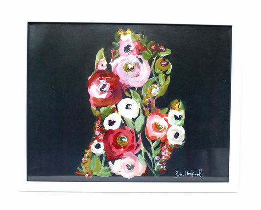 Black Floral Michigan Art Print 11x14in