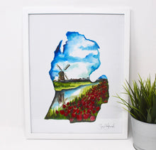 Load image into Gallery viewer, Holland Michigan Art Print -11x14, Home Decor, Wall Art, Simple, Windmill Artwork