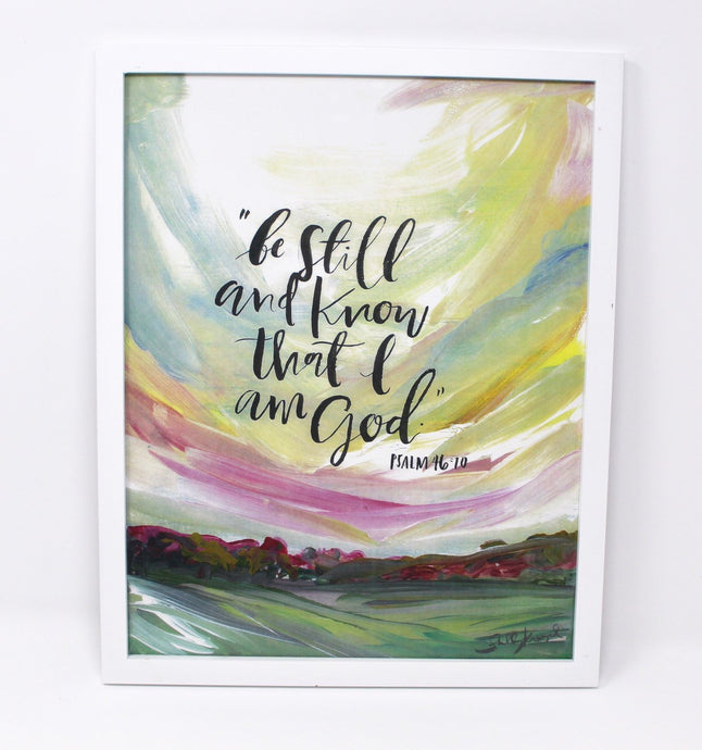 Be Still and Know Art Print -11x14in, Quote Art, Simple Design, Landscape Artwork