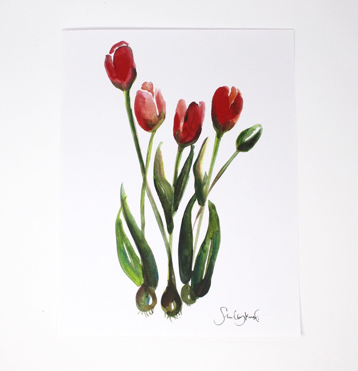 Tulips Art Print, 11x14, Home Decor, Simple Design, Wall Art
