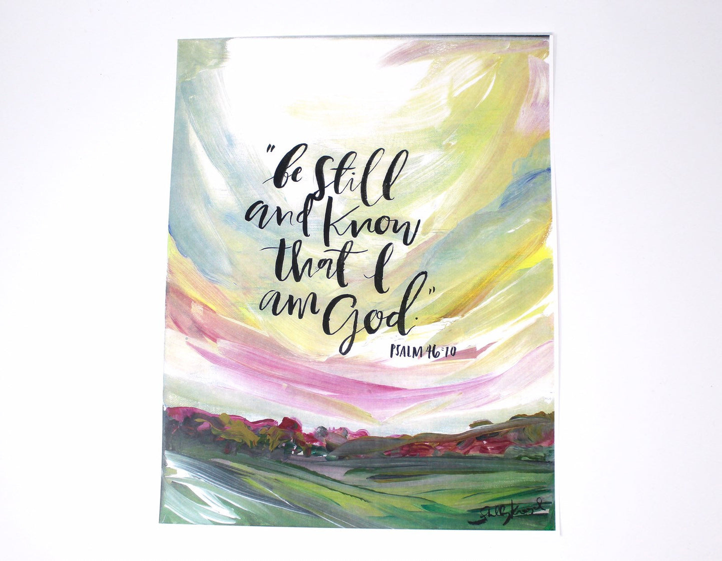 Be Still and Know Art Print -11x14in, Quote Art, Simple Design, Landscape Artwork