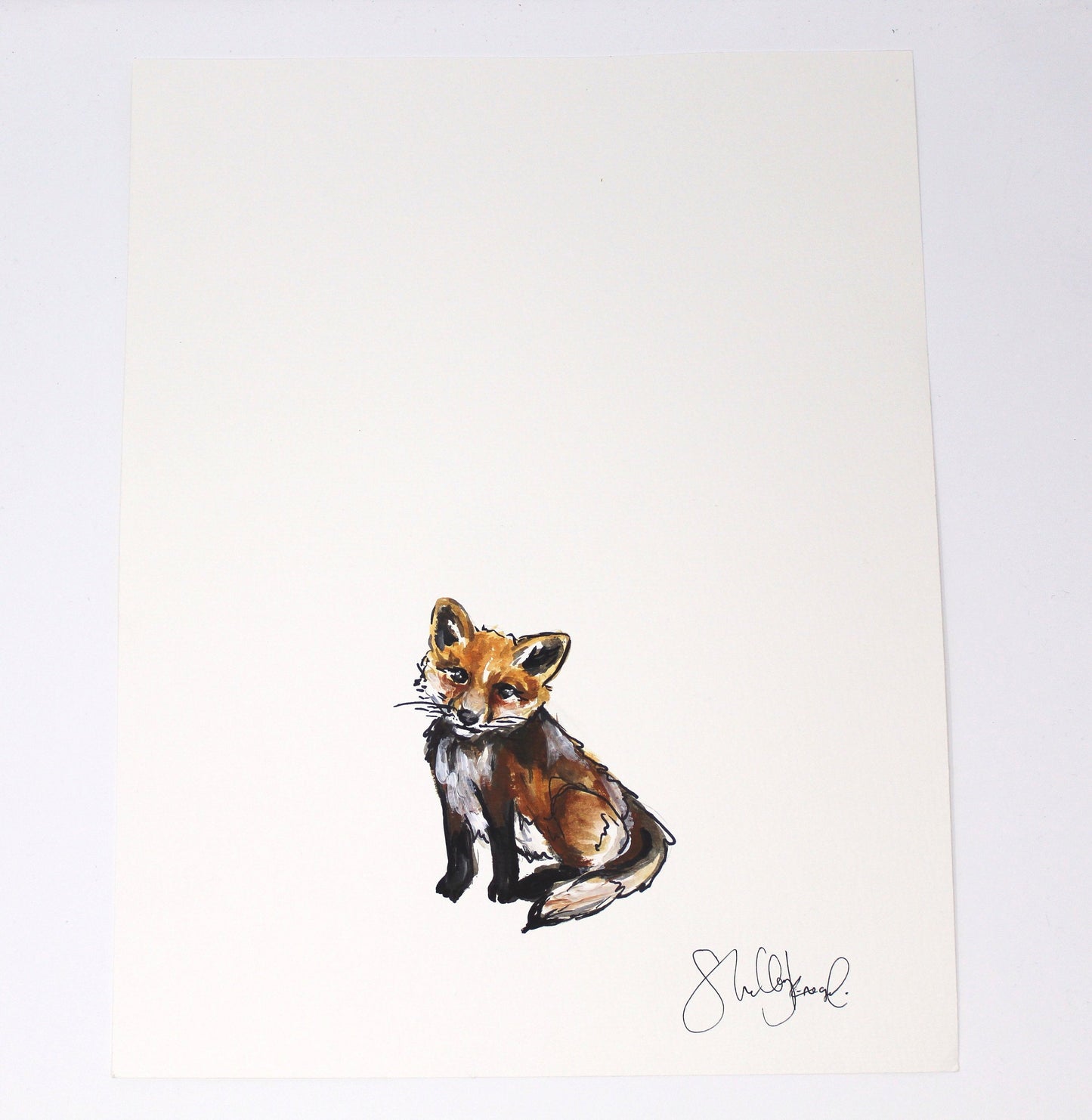 Baby Fox Art Print -11x14in, Simple Design, Animal Art, Nursery Wall Art, Baby Room Artwork