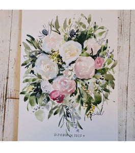 Custom Bridal Bouquet Painting, 11x14, Custom Art, Home Decor, Wedding Gift, Floral Art