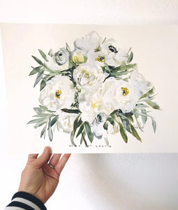 Custom Bridal Bouquet Painting, 11x14, Custom Art, Home Decor, Wedding Gift, Floral Art