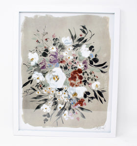 Posy Collection- Spring Wildflower Floral- Beige Background, Fresh, Simple Artwork