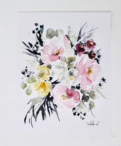 Posy Collection- Light Simple Floral Print - Home Decor, Wall Art, 11x14