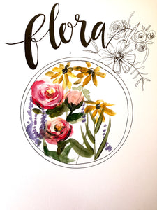 Flora Art Print 11x14! Flower Art, Simple Design, Home Decor, Wall Art