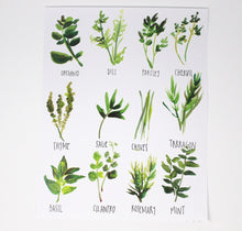 Load image into Gallery viewer, All about Herbs! Art Print- 11x14in, Food Art, Home Decor, Kitchen Decor, Simple Design