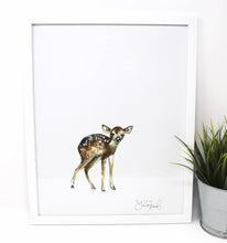Load image into Gallery viewer, Baby Deer Art Print 11x14in, Animal Art, Baby Room, Nursery Wall Decor