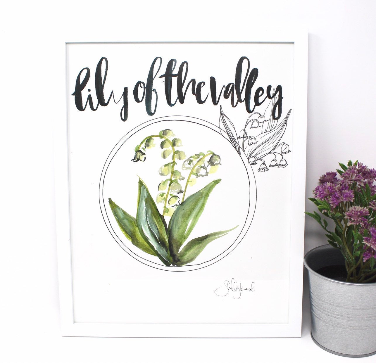 Lily Of The Valley Art Print- 11x14in, Simple Design, Floral Artwork, Home Decor, Wall Art