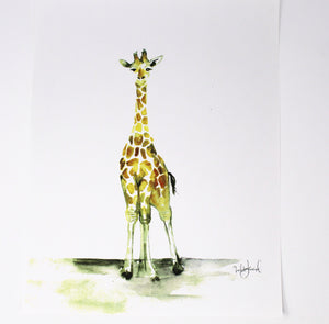 Baby Giraffe Art Print- 11x14in, Nursery Wall Art, Baby Home Decor, Animal Artwork