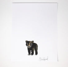 Load image into Gallery viewer, Baby Black Bear Art Print- 11x14in, Animal Art, Nursery Artwork, Baby Room Wall Decor, Simple Design