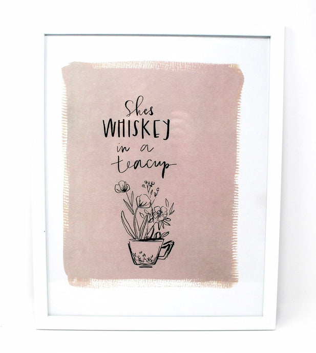 She's Whiskey In A Teacup Art Print! 11x14 Print, Simple Design, Kids Room Art