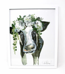 Floral Cow Art Print! 11x14in, Animal Art, Farm Animals, Floral Artwork, Home Decor