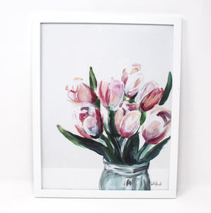 Blush Tulips Art Print, 11x14 in, Simple Elegant Art, Home Decor, Floral Artwork, Flower Design