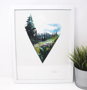 Triangle Mountain Art Print, 11x14, Geometric Art, Simple Design, Home Decor, Adventure Artwork
