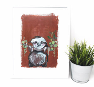 Chill Sloth Art Print, 11x14, Animal Art, Nursery Wall Decor, Baby Room, Sloth Artwork