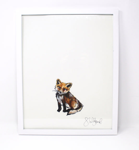 Baby Fox Art Print -11x14in, Simple Design, Animal Art, Nursery Wall Art, Baby Room Artwork