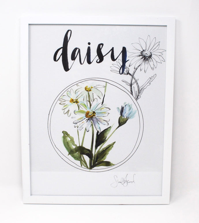 Daisy Art Print, 11x14in, Simple Design, Wall Art, Home Decor, Floral Artwork