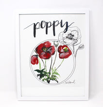 Load image into Gallery viewer, Poppy Art Print- 11x14in, Flower Art, Simple Design, Home Decor, Wall Artwork