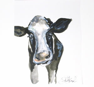 Cow Art Print- 11x14, Animal Art, Home Decor, Farmhouse, Cute Cow, Wall Art