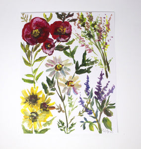 Wildflower Art Print -11x14in, Floral Art, Watercolor Artwork, Home Decor
