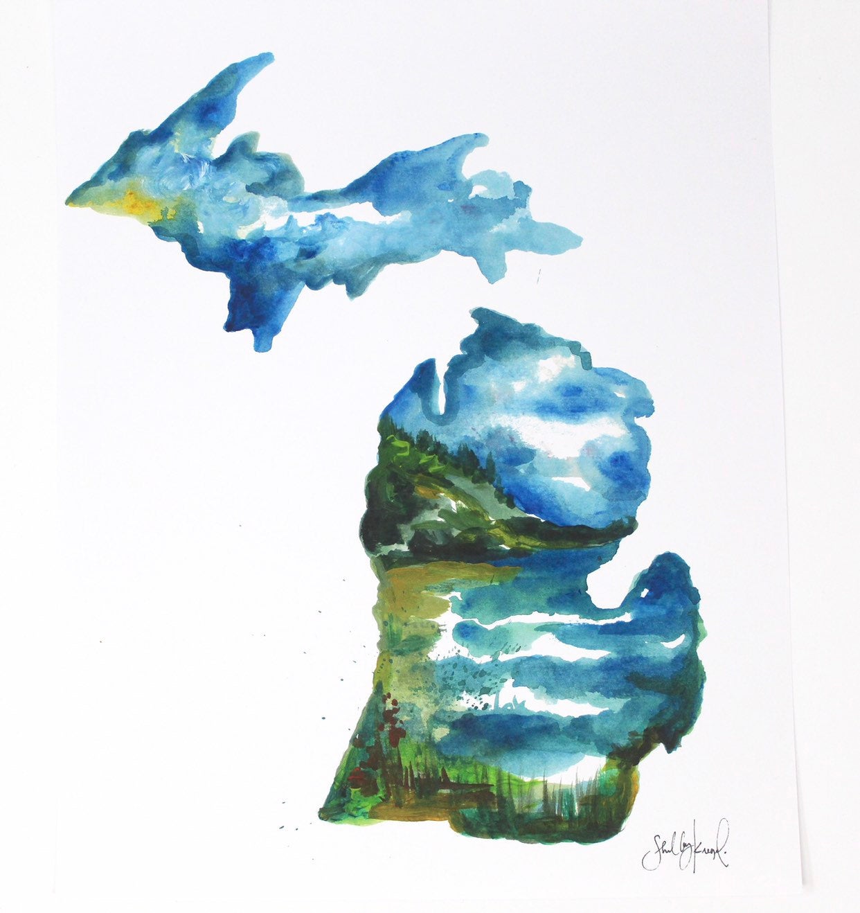 Lake Michigan Art Print- 11x14in, Watercolor Artwork, Home Decor, Michigan Art, Coastal Wall Art