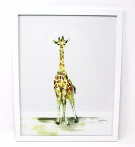 Baby Giraffe Art Print- 11x14in, Nursery Wall Art, Baby Home Decor, Animal Artwork
