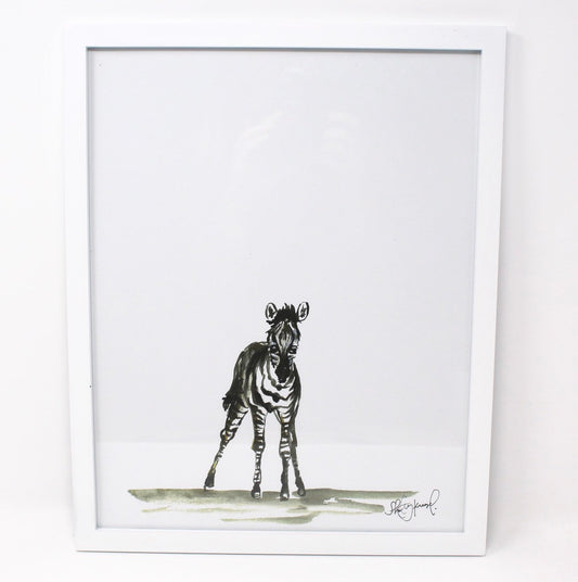 Baby Zebra Art Print- 11x14, Animal Art, Safari Animals, Home Decor, Nursery Wall Art