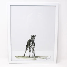 Load image into Gallery viewer, Baby Zebra Art Print- 11x14, Animal Art, Safari Animals, Home Decor, Nursery Wall Art