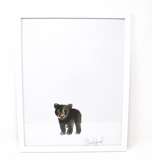 Baby Black Bear Art Print- 11x14in, Animal Art, Nursery Artwork, Baby Room Wall Decor, Simple Design