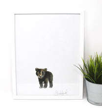 Load image into Gallery viewer, Baby Black Bear Art Print- 11x14in, Animal Art, Nursery Artwork, Baby Room Wall Decor, Simple Design