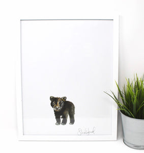 Baby Black Bear Art Print- 11x14in, Animal Art, Nursery Artwork, Baby Room Wall Decor, Simple Design