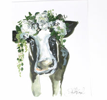 Load image into Gallery viewer, Floral Cow Art Print! 11x14in, Animal Art, Farm Animals, Floral Artwork, Home Decor