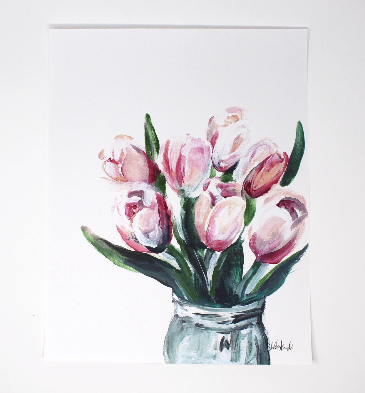 Blush Tulips Art Print, 11x14 in, Simple Elegant Art, Home Decor, Floral Artwork, Flower Design