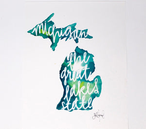 The Great Lakes State Art Print 11x14in, Wall Art, Michigan Art, Home Decor