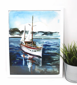Come Sail Away Art Print- 11x14, Sailboat, Nautical Art, Coastal Artwork, Home Decor, Sailing