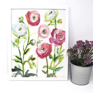 Fresh Pink Floral Art Print, 11x14in, Flower Art, Home Decor, Floral Artwork
