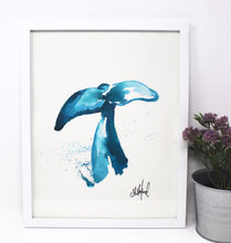Load image into Gallery viewer, Whale Art Print- 11x14in, Coastal Art, Ocean Art, Whale Tail, Simple