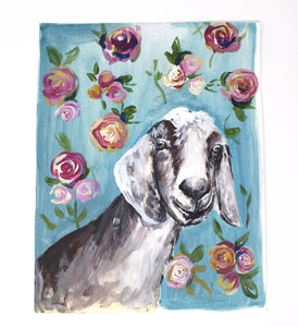 Floral Goat Art Print 11x14in, Animal Art, Floral Print, Farmhouse, Nursery Artwork