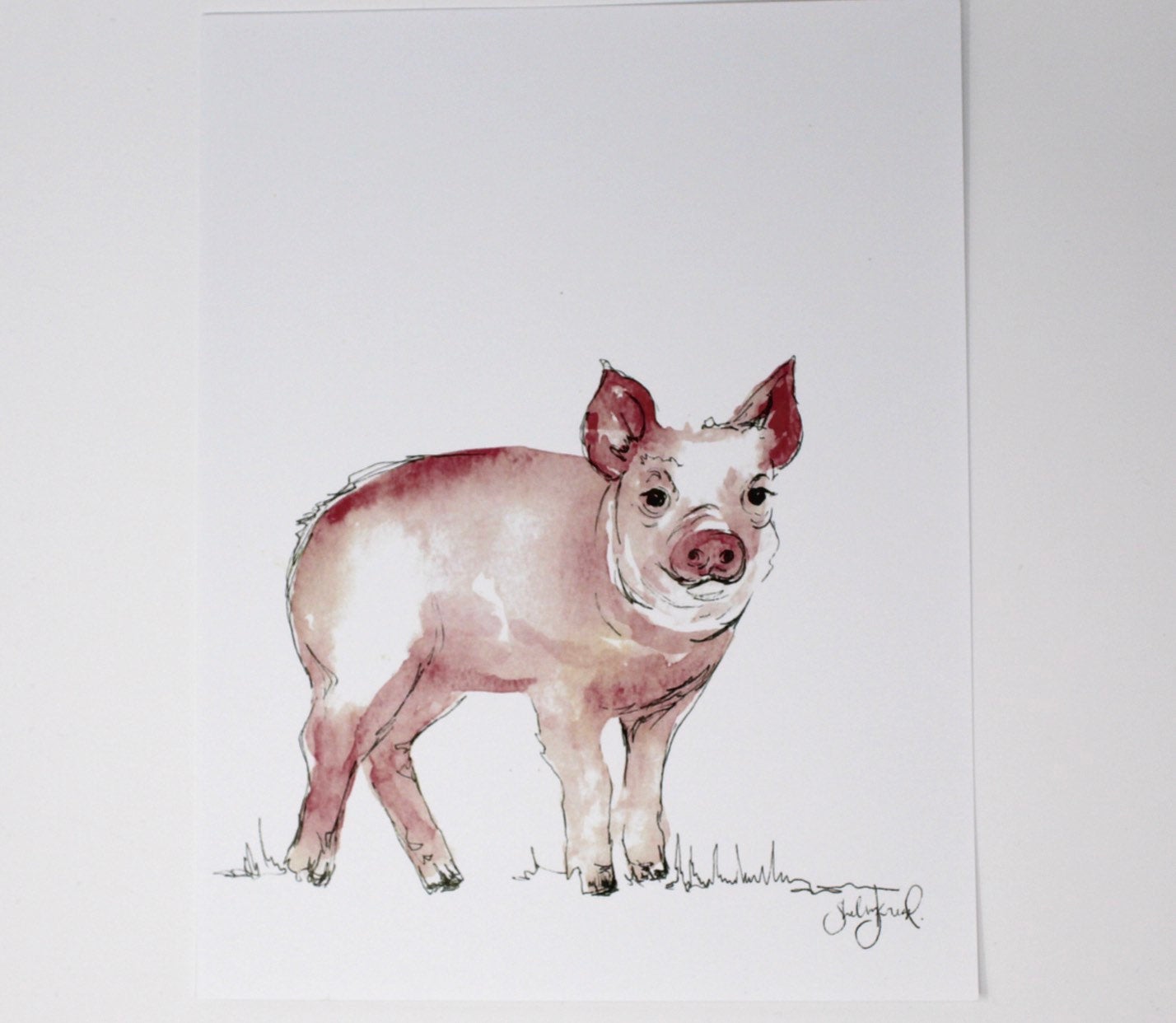 Simple, Little Pig Art Print, 8x10in, Home Decor, Farm Art, Animal Art