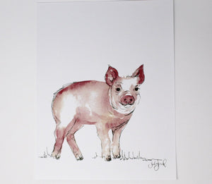 Simple, Little Pig Art Print, 8x10in, Home Decor, Farm Art, Animal Art