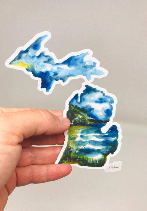 Michigan Lakes Watercolor Sticker/Decal! (3.5inx3.5in) Weather Resistant, Durable Vinyl Sticker