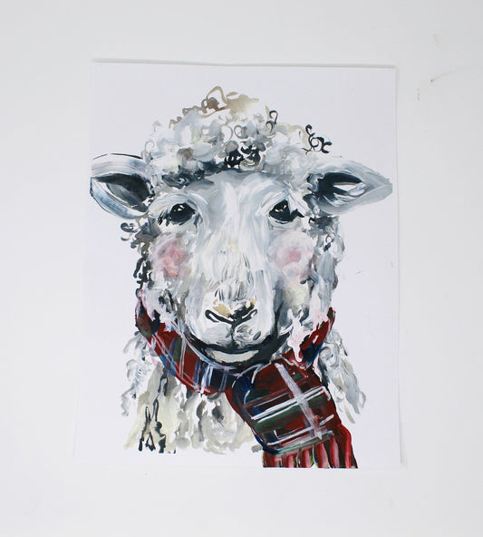 Christmas Collection- Christmas Sheep, Home Decor, 11x14 Print, Holiday Art Print