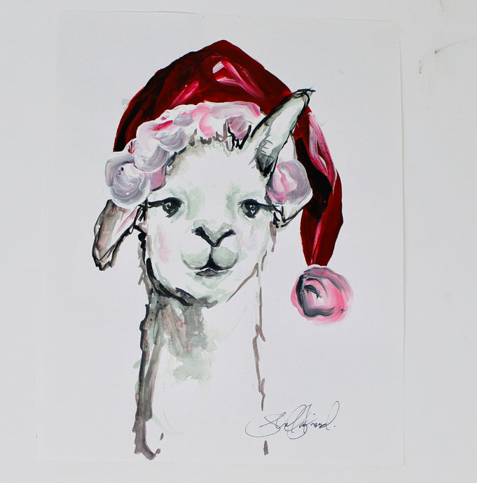Christmas Collection- Christmas Llama , 11x14in Print, Christmas Decorations, Holiday Decor