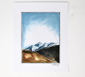 Simple Mountains, 11x14 Art Print, Mountains Watercolor, Adventure Painting
